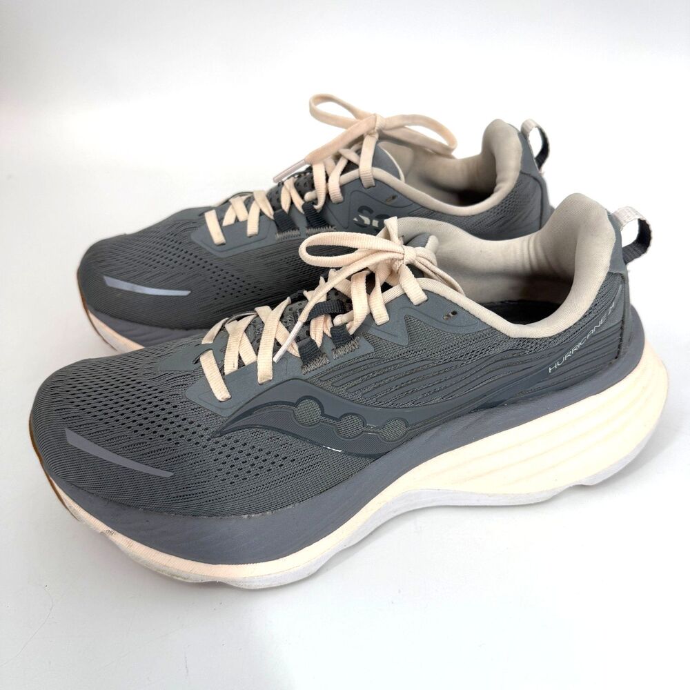 Saucony Hurricane 24 Womens Size 10 Gray Pink Athletic Running Shoes Sneakers